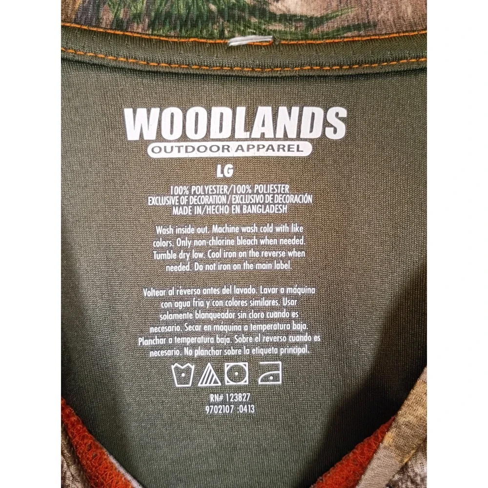 Gorpcore Woodlands Realtree Mens Large Camo Thumbhole Performance Hunting Shirt